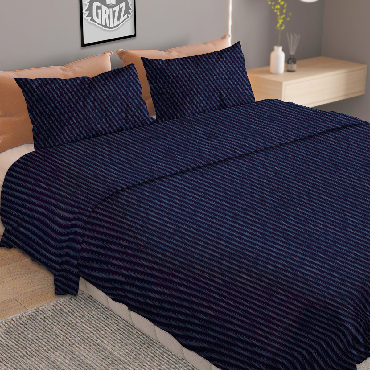 Denim Jeans Dark Blue Print Duvet Cover Bedding Set