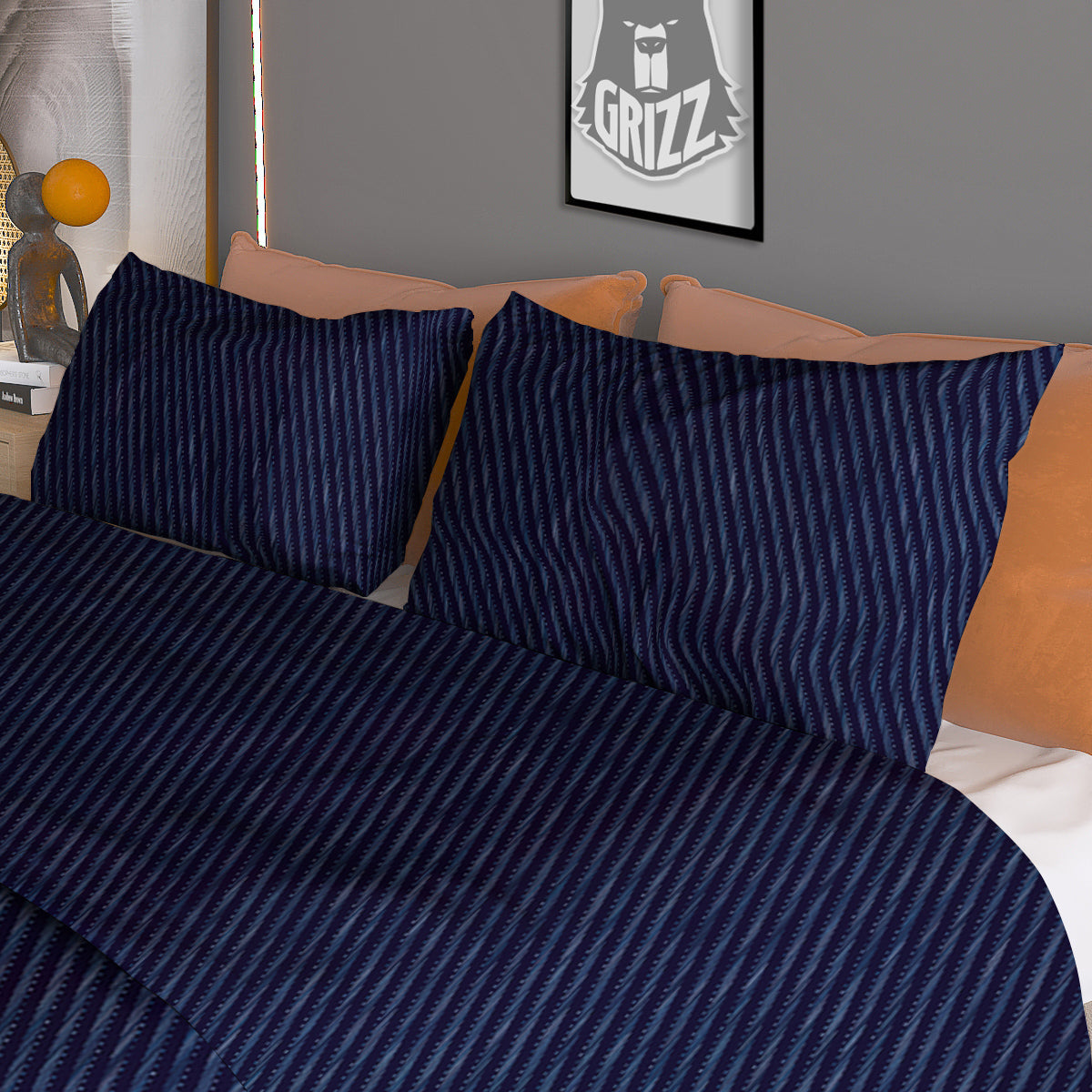 Denim Jeans Dark Blue Print Duvet Cover Bedding Set