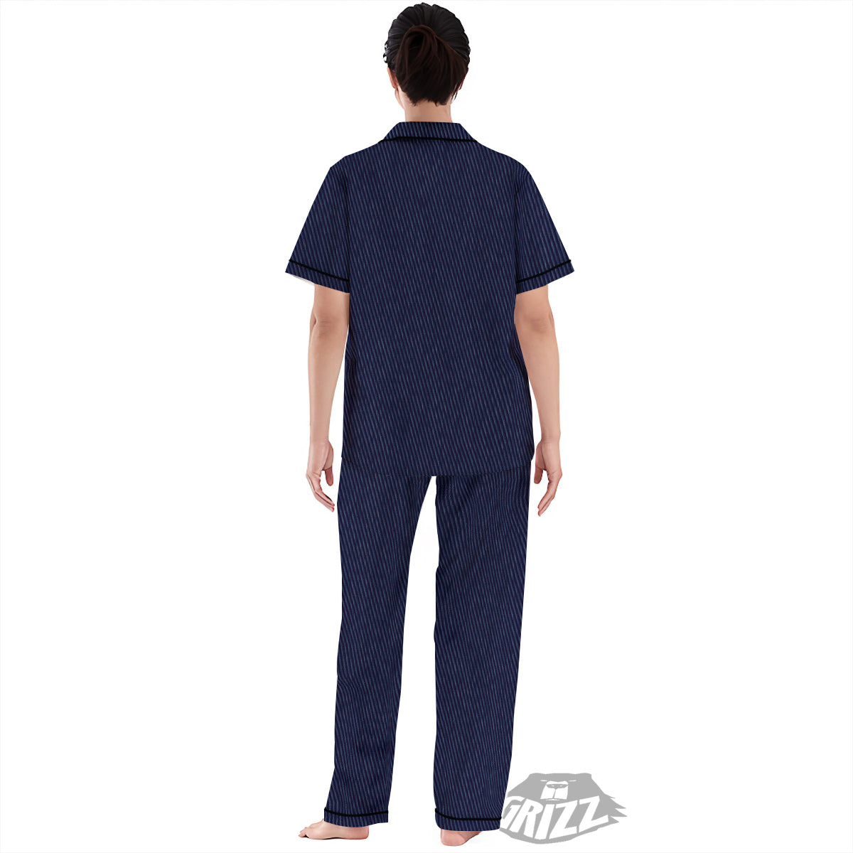 Denim Jeans Dark Blue Print Women's Pajamas Set-grizzshop