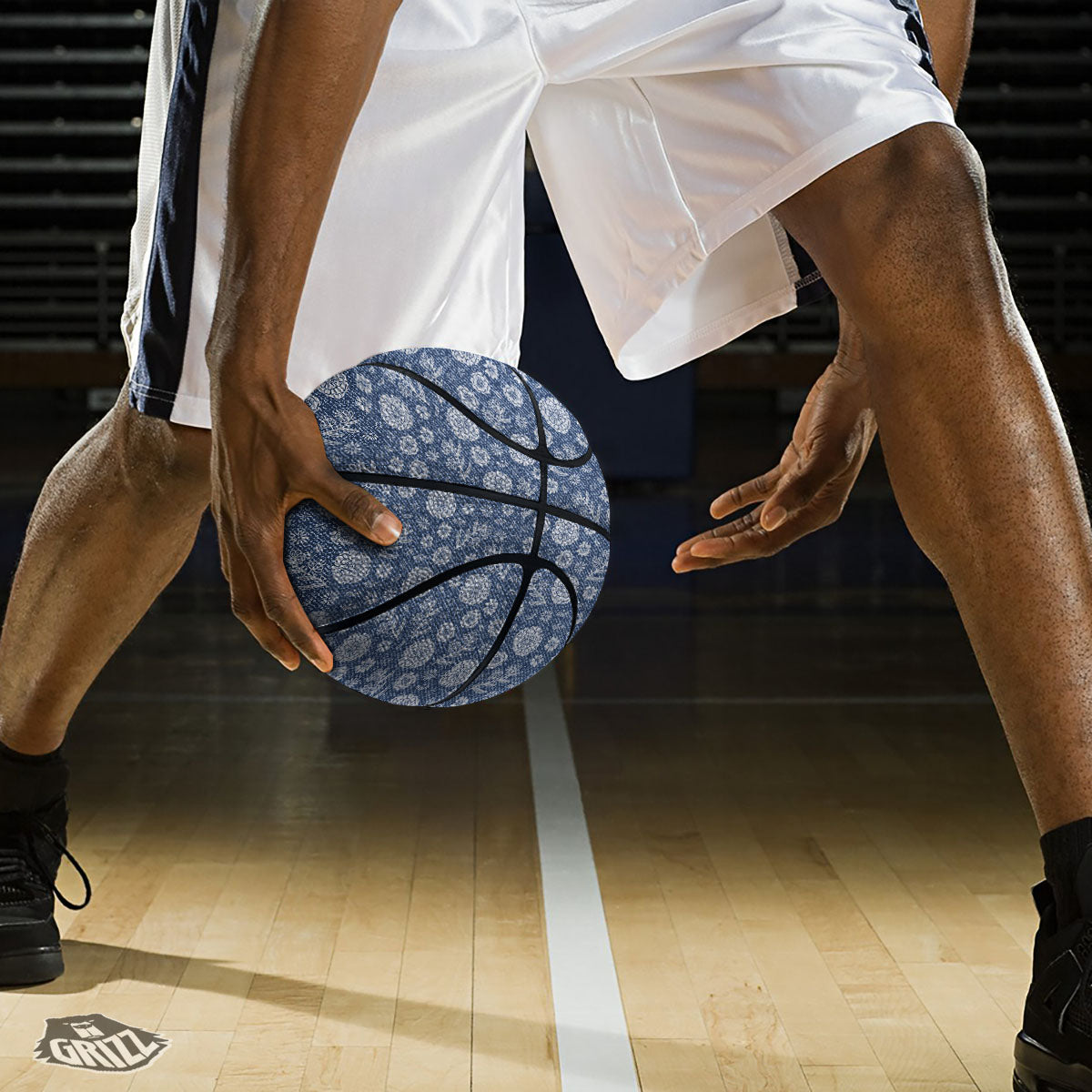 Denim Jeans Flower Print Pattern Basketball-grizzshop