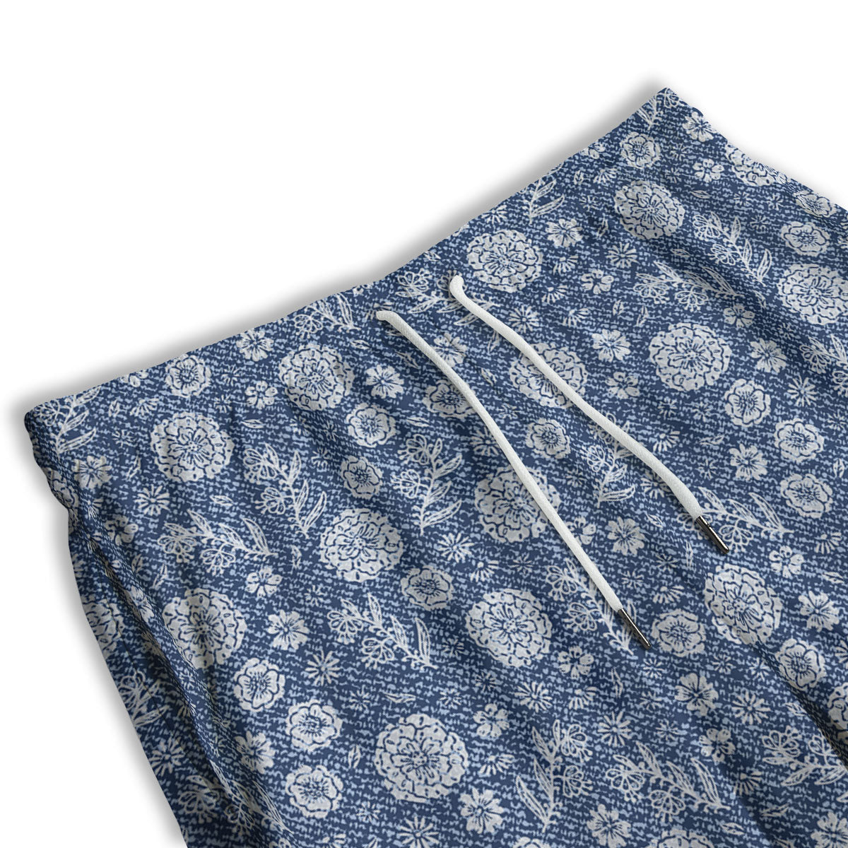 Denim Jeans Flower Print Pattern Men's Athletic Shorts-grizzshop