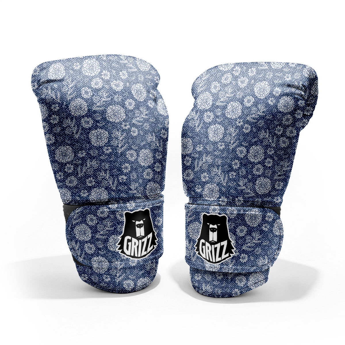 Denim Jeans Flower Print Pattern Sparring Gloves-grizzshop