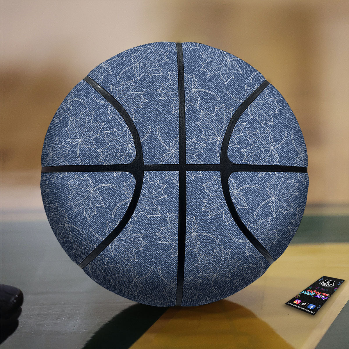 Denim Jeans Maple Leaf Print Pattern Basketball-grizzshop