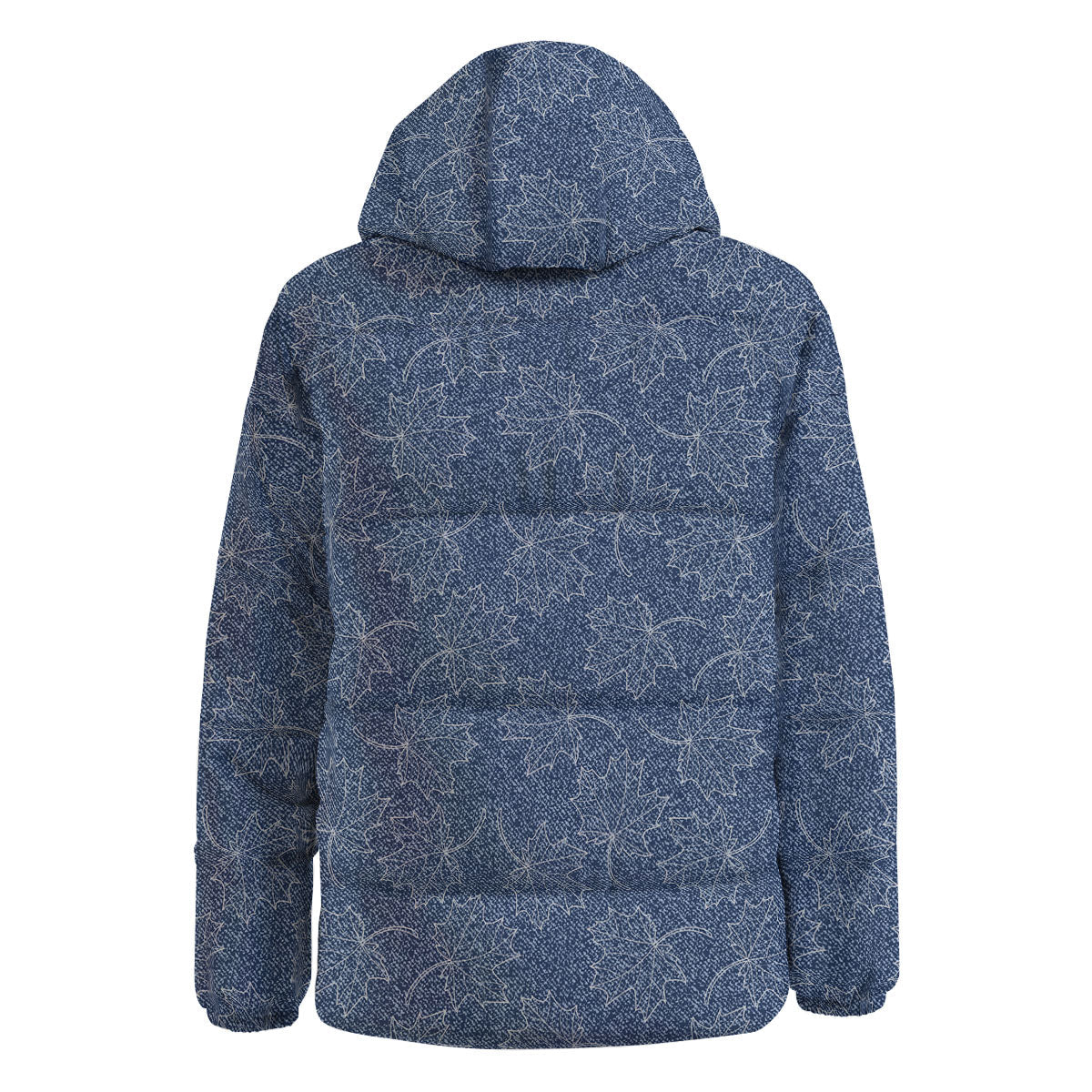 Denim Jeans Maple Leaf Print Pattern Down Jacket-grizzshop