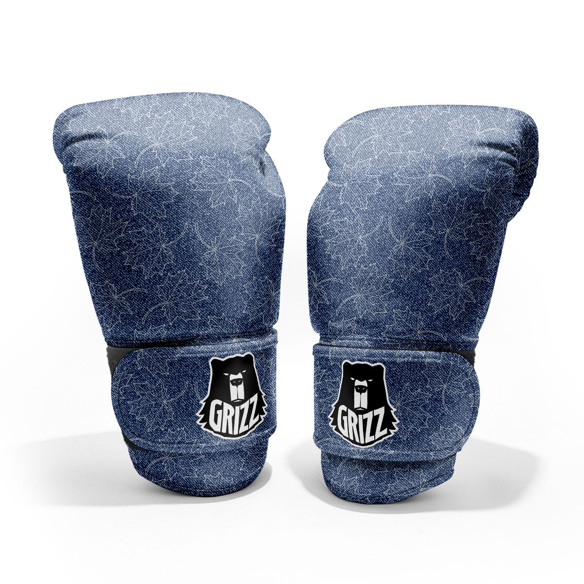 Denim Jeans Maple Leaf Print Pattern Pro Boxing Glove