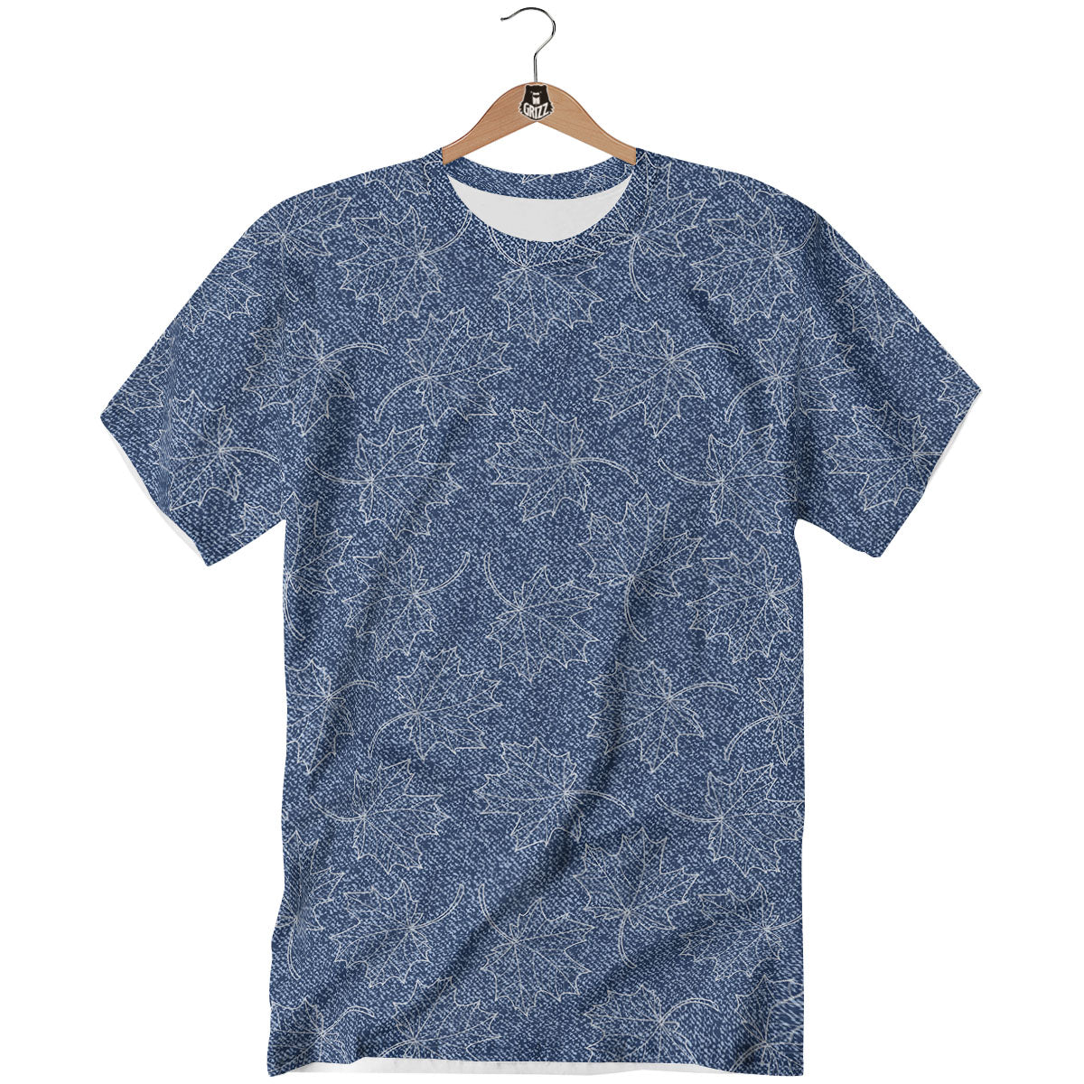 Denim Jeans Maple Leaf Print Pattern T-Shirt-grizzshop