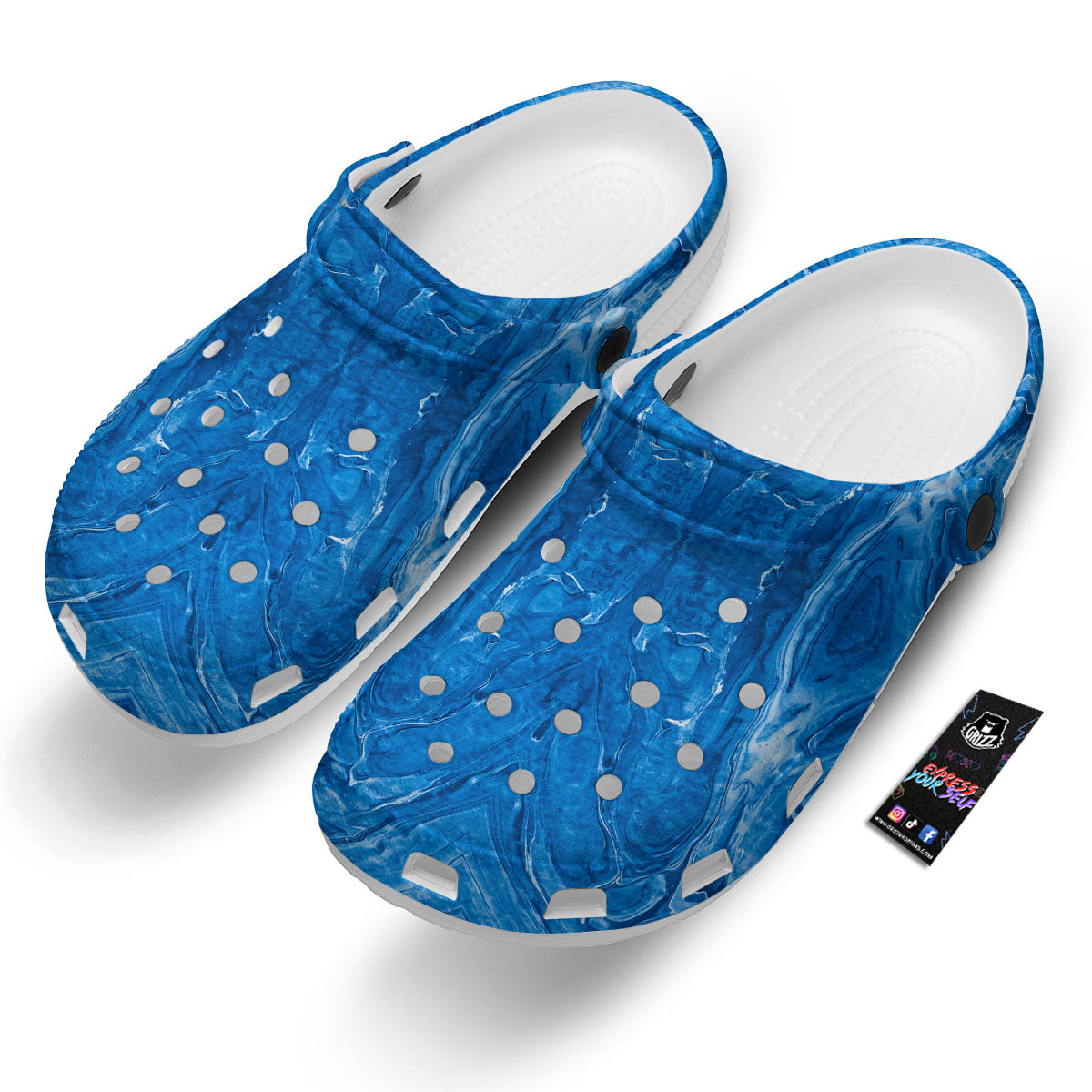 Denim Jeans Marble Print Pattern Clog-grizzshop