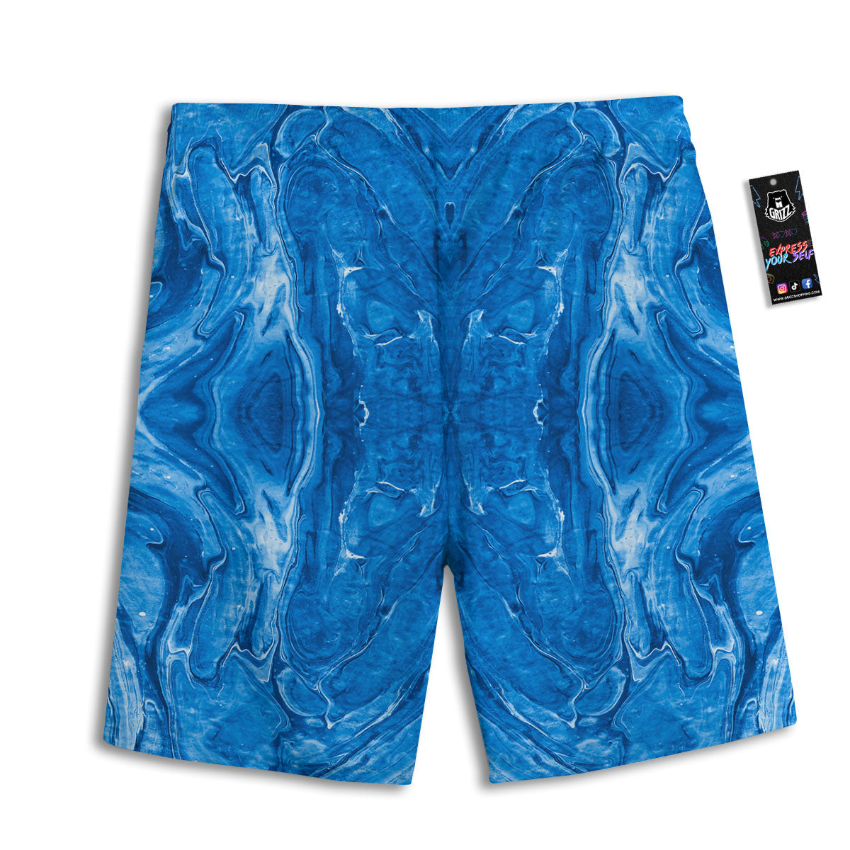 Denim Jeans Marble Print Pattern Men's Athletic Shorts