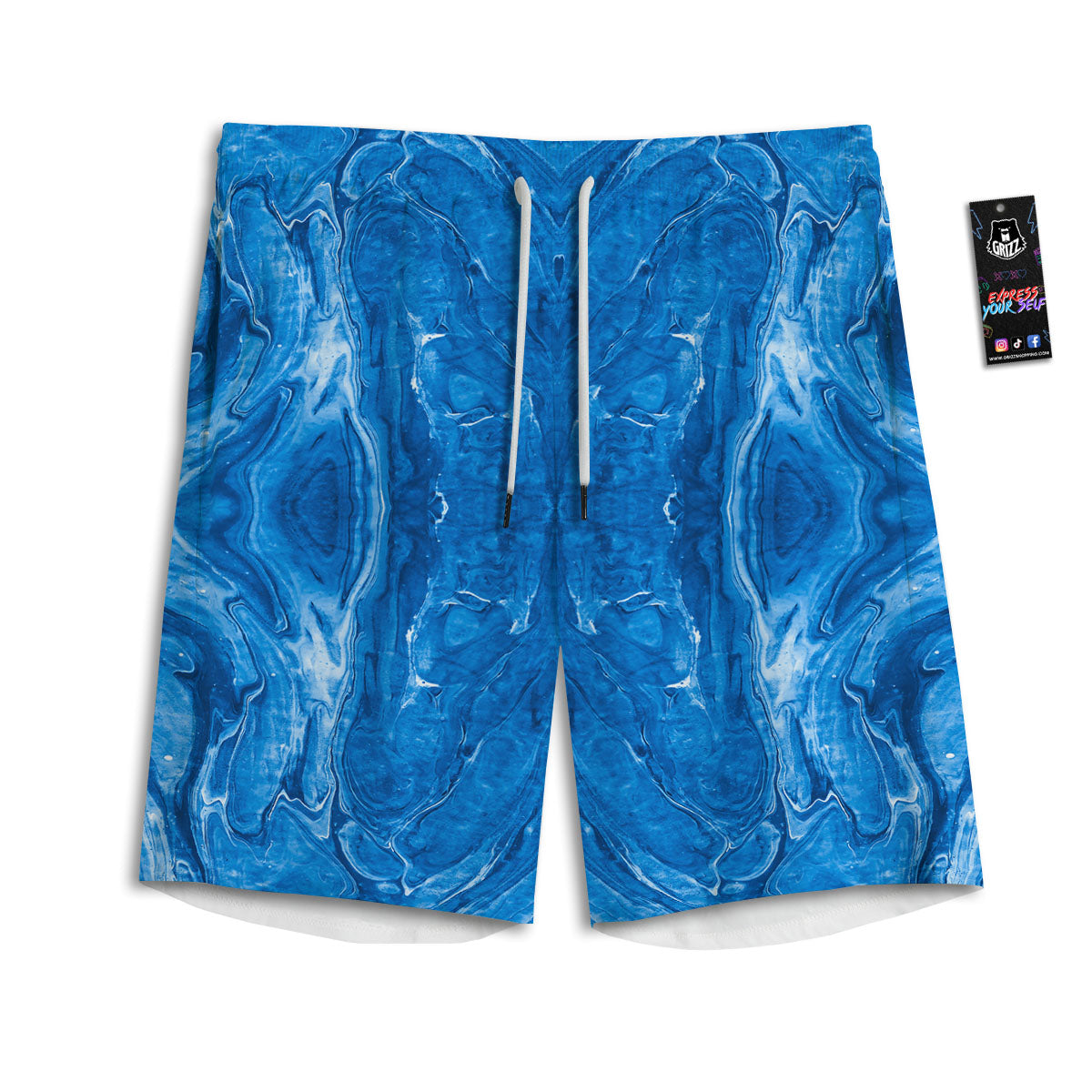 Denim Jeans Marble Print Pattern Men's Athletic Shorts