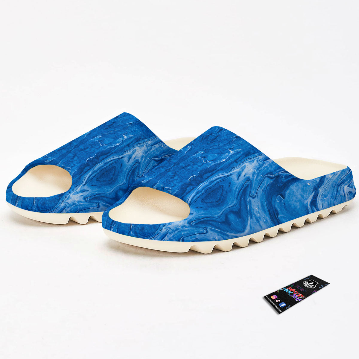 Denim Jeans Marble Print Pattern Sandals-grizzshop