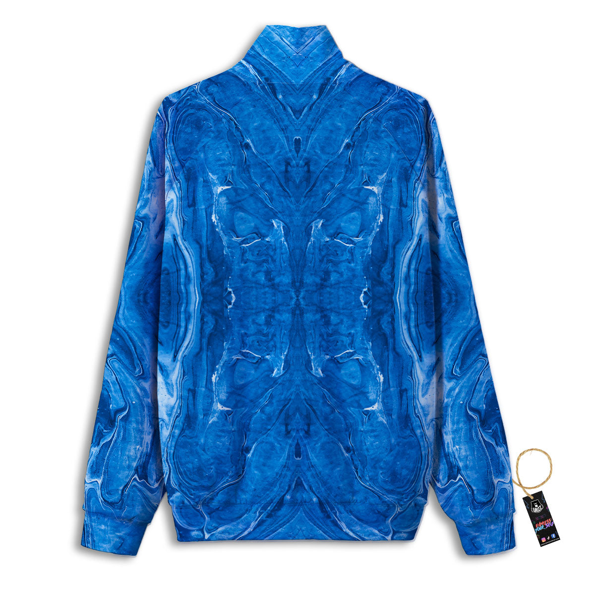 Denim Jeans Marble Print Pattern Track Jacket-grizzshop