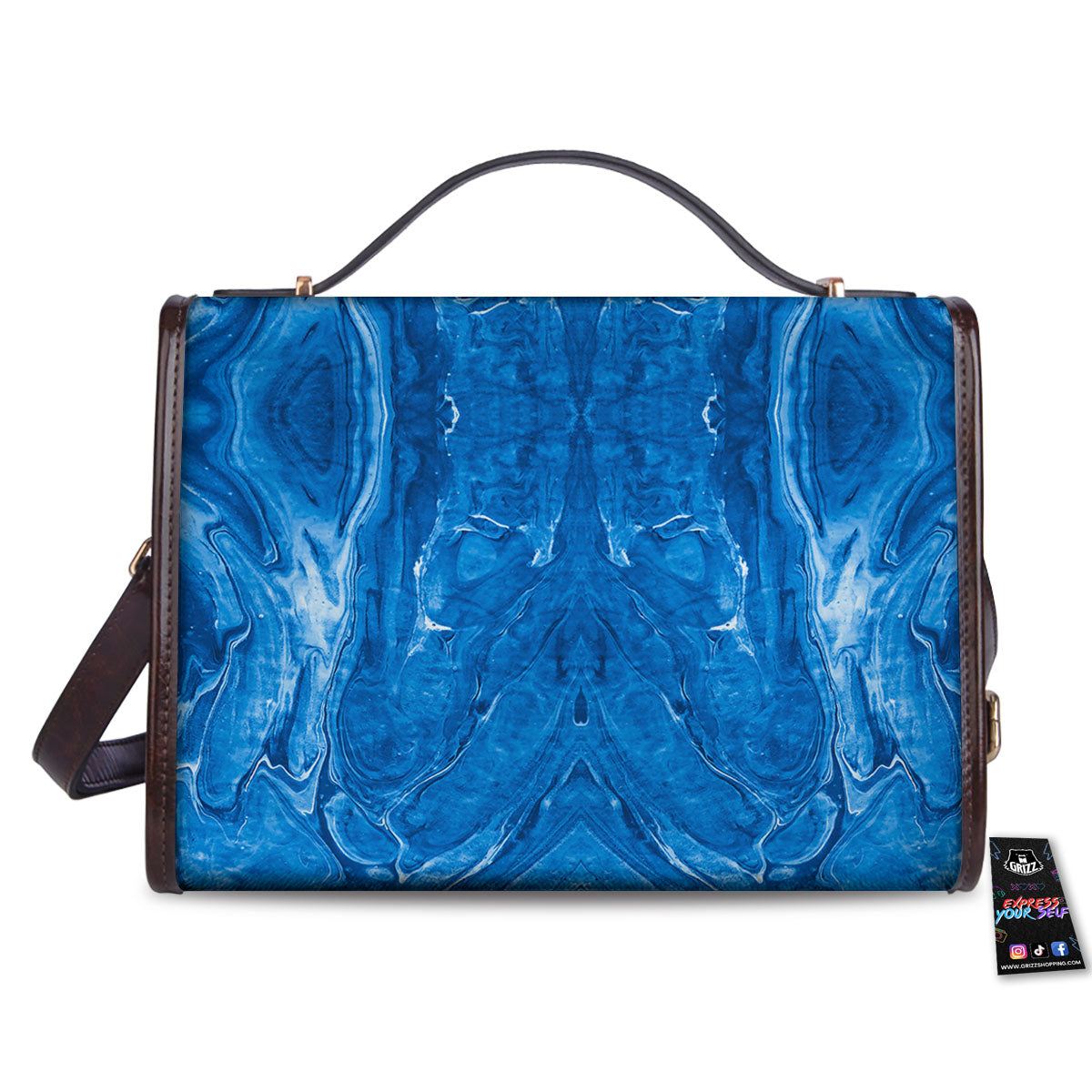 Denim Jeans Marble Print Pattern Women's Satchel Bag-grizzshop