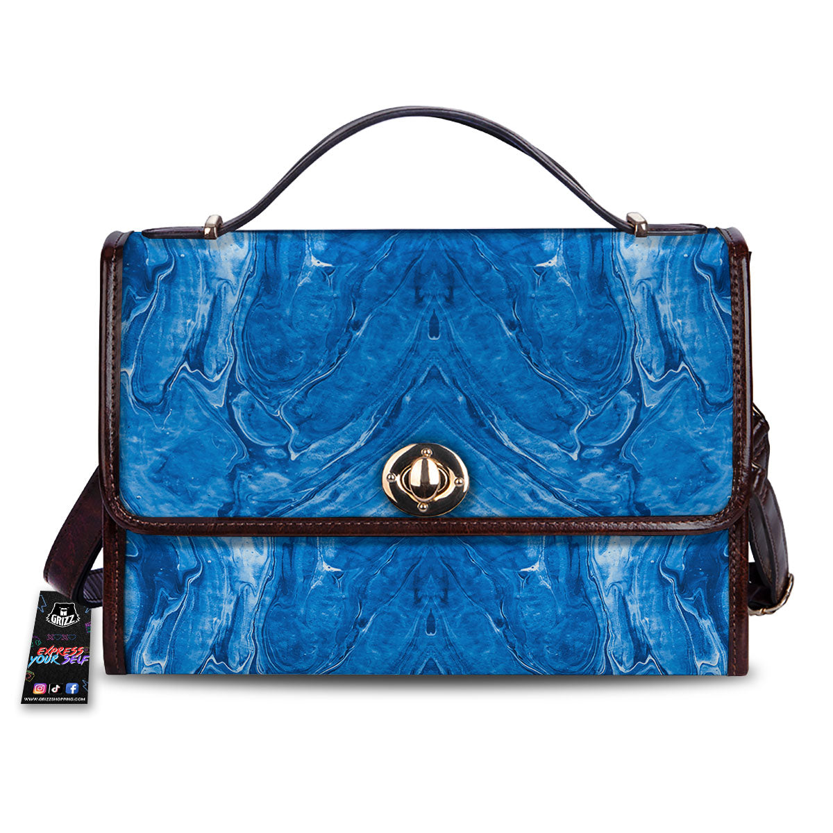 Denim Jeans Marble Print Pattern Women's Satchel Bag-grizzshop