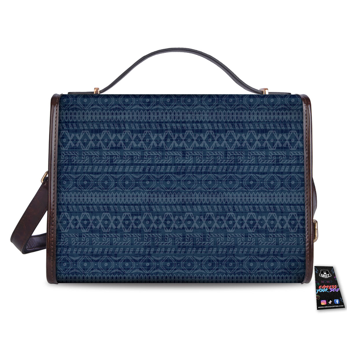 Denim Jeans Native Print Pattern Women's Satchel Bag-grizzshop