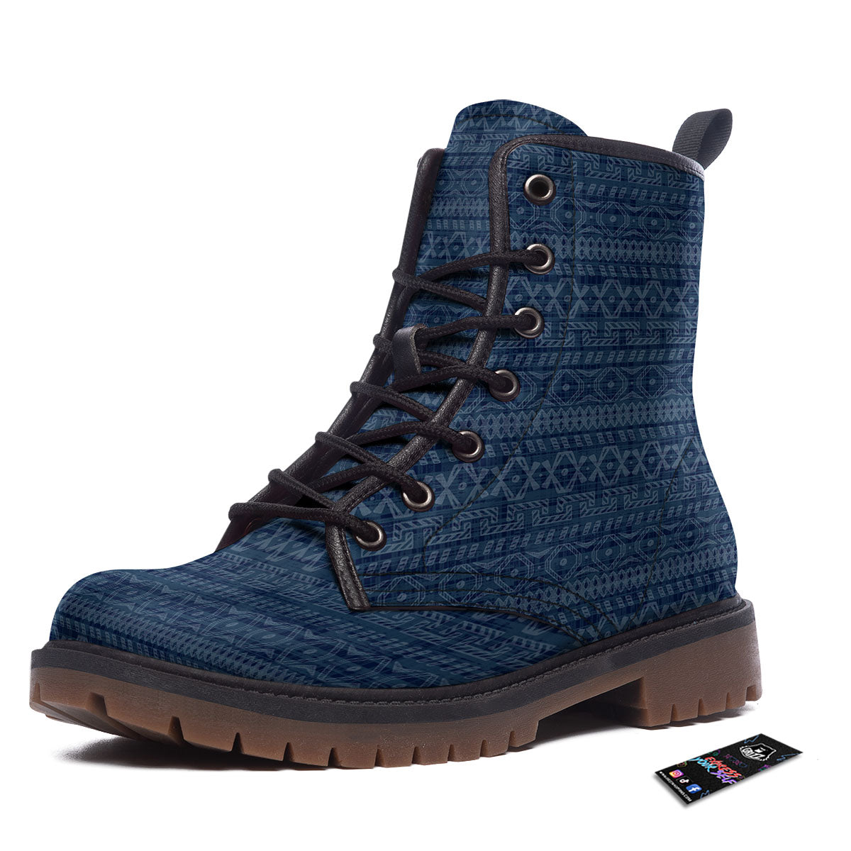 Denim Jeans Native Print Pattern Work Boots-grizzshop