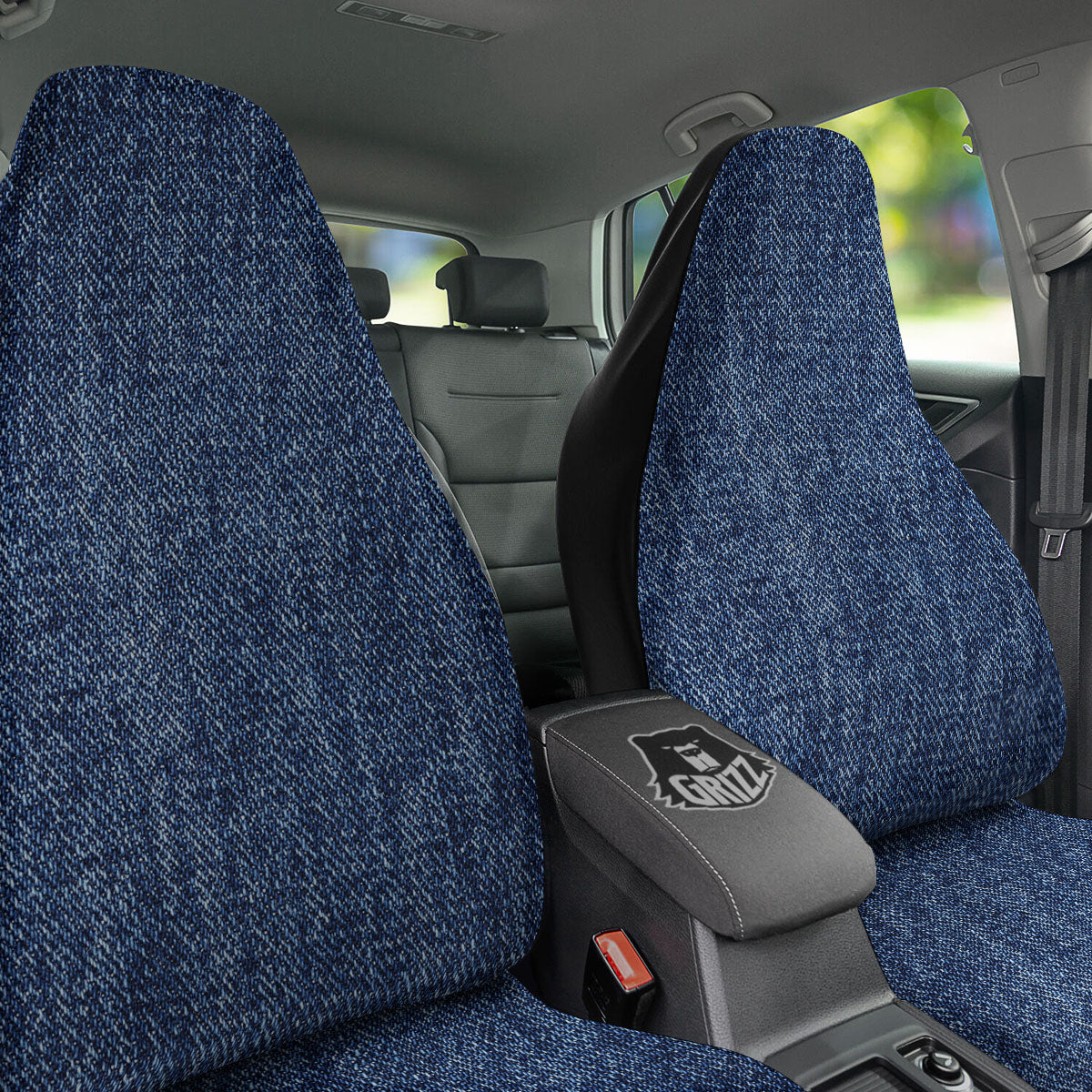 Denim Jeans Navy Blue Print Car Seat Covers-grizzshop