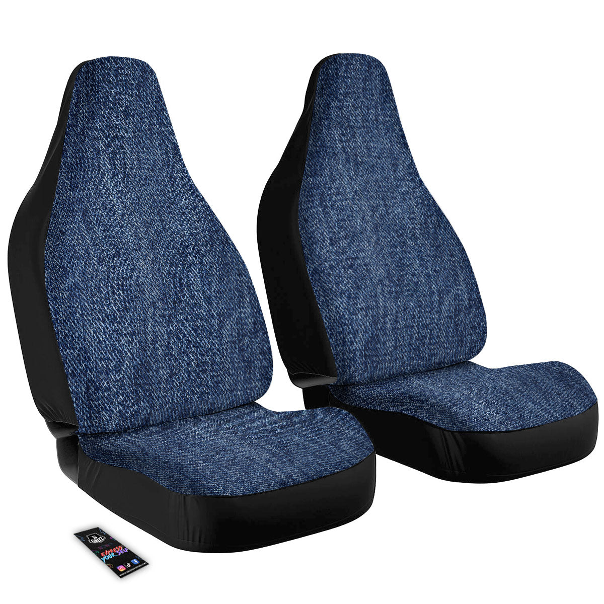 Denim Jeans Navy Blue Print Car Seat Covers-grizzshop