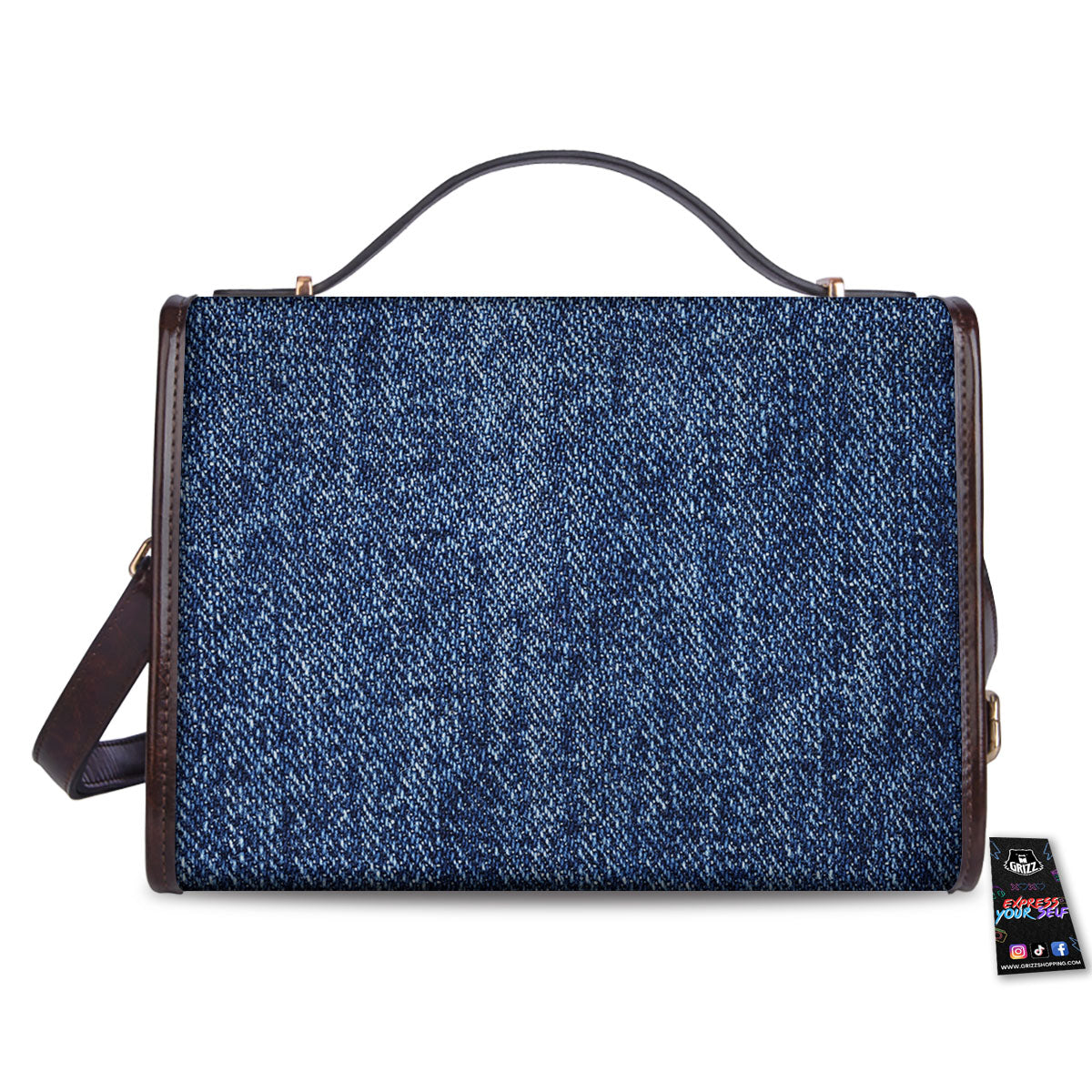Denim Jeans Navy Blue Print Women's Satchel Bag-grizzshop