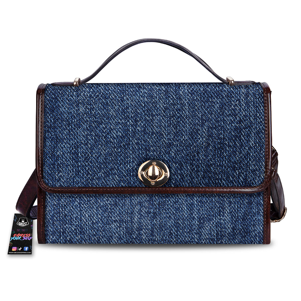 Denim Jeans Navy Blue Print Women's Satchel Bag-grizzshop