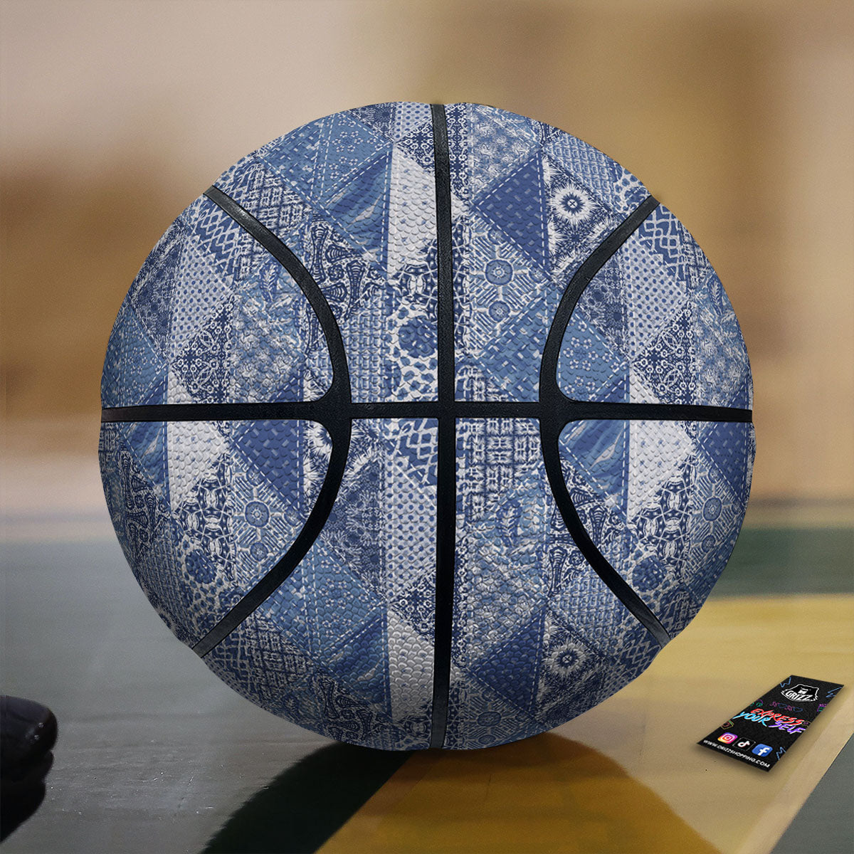 Denim Jeans Patchwork Print Pattern Basketball-grizzshop