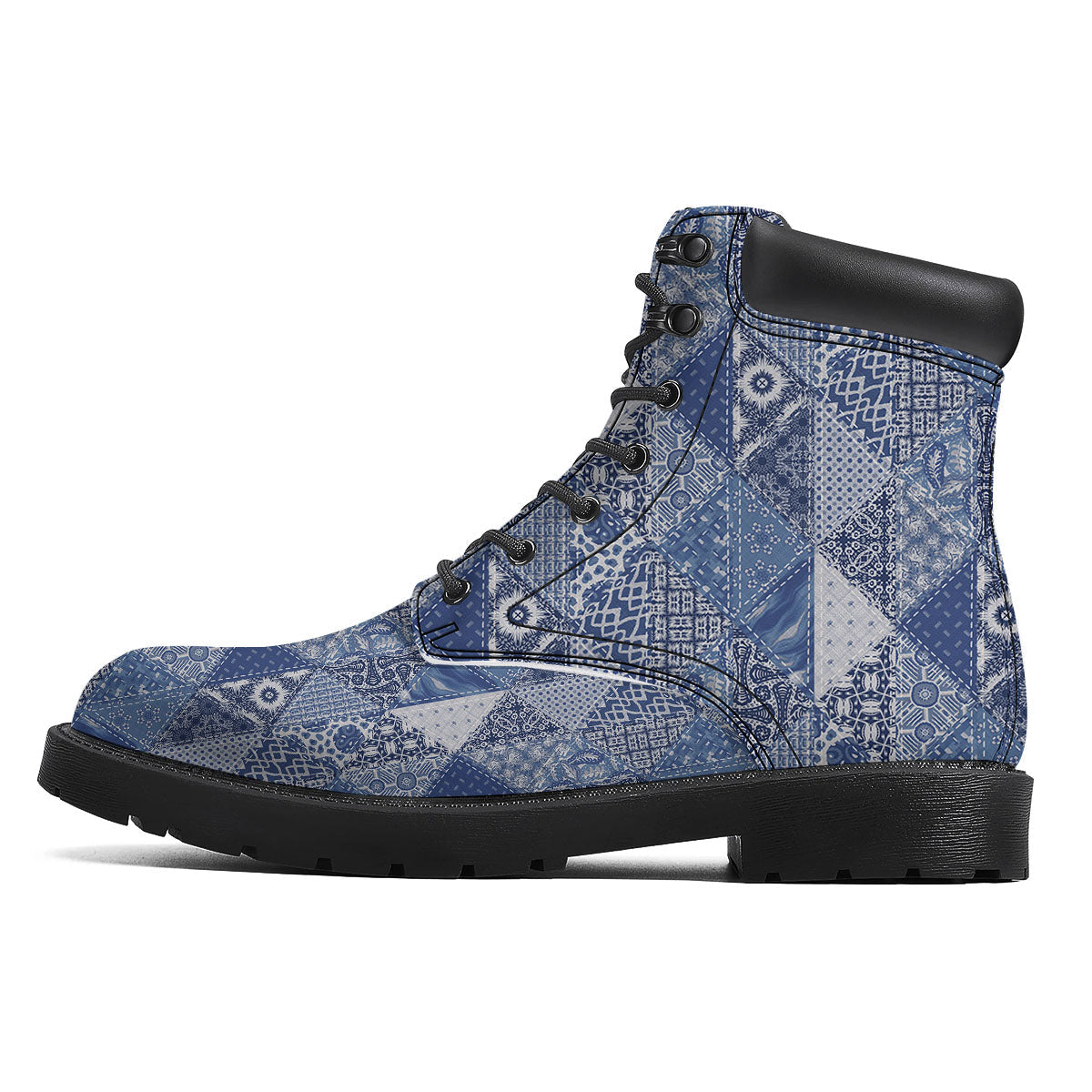 Denim Jeans Patchwork Print Pattern Boots-grizzshop