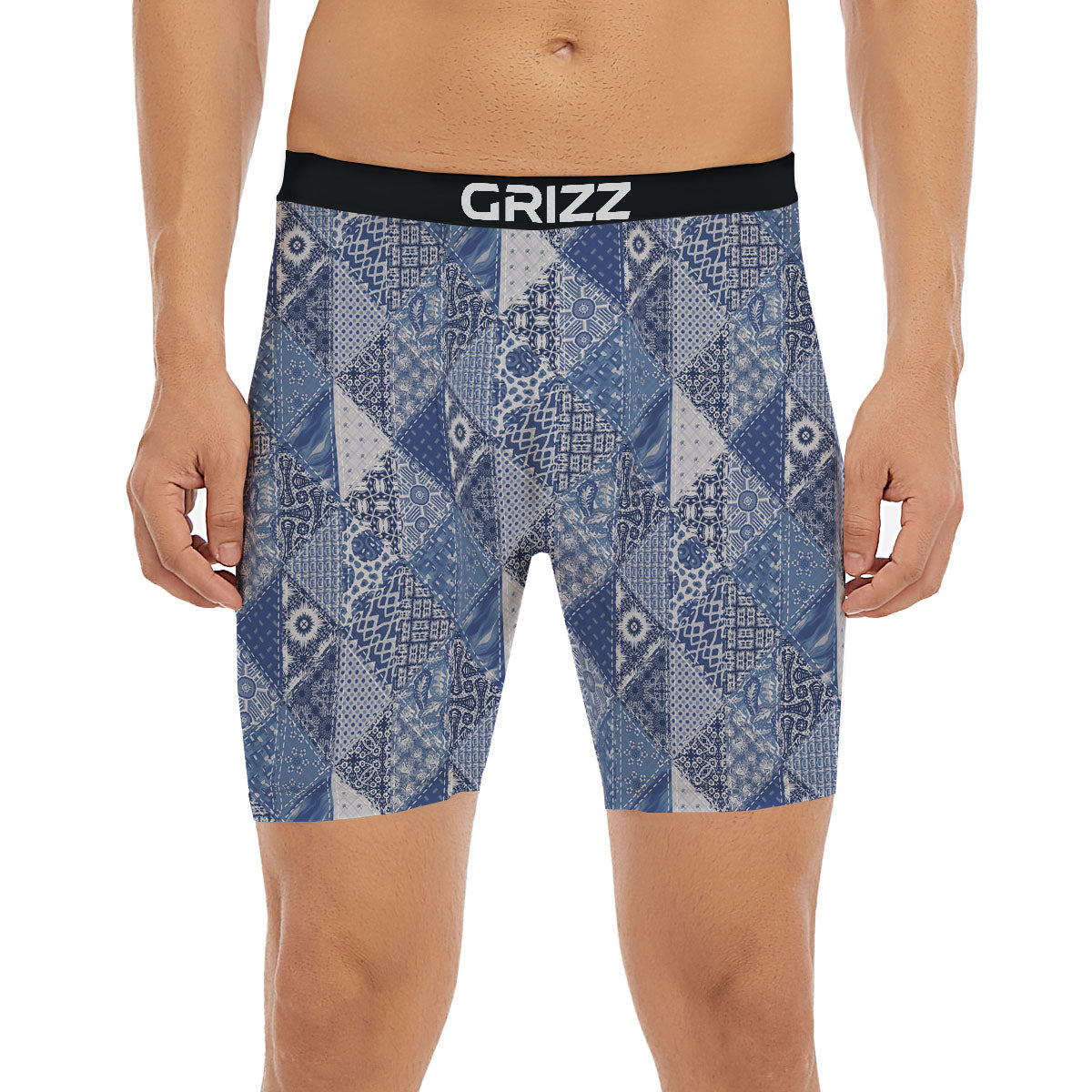 Denim Jeans Patchwork Print Pattern Boxer Briefs-grizzshop