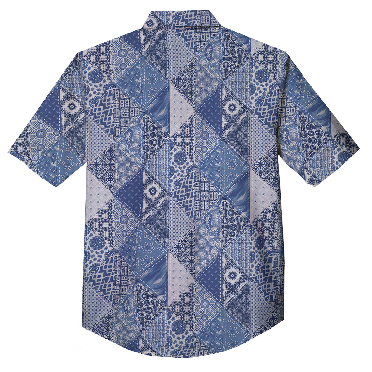 Denim Jeans Patchwork Print Pattern Button Up Shirt-grizzshop