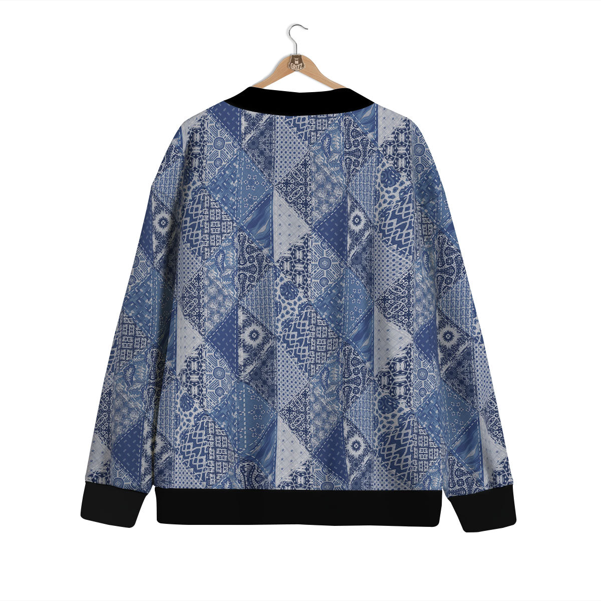Denim Jeans Patchwork Print Pattern Cardigan-grizzshop