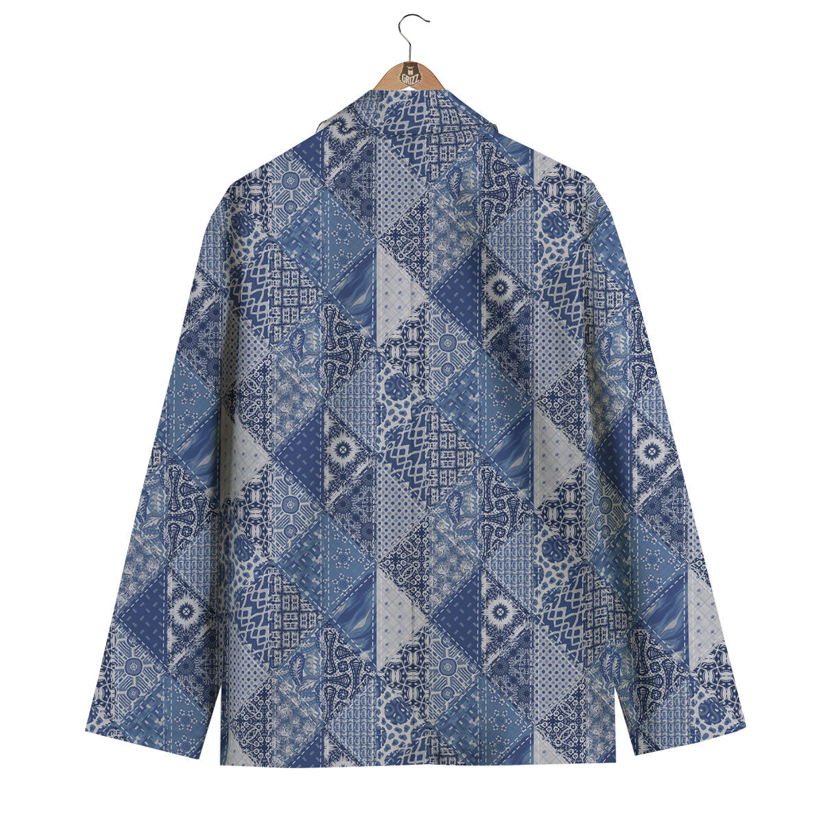 Denim Jeans Patchwork Print Pattern Men's Blazer-grizzshop