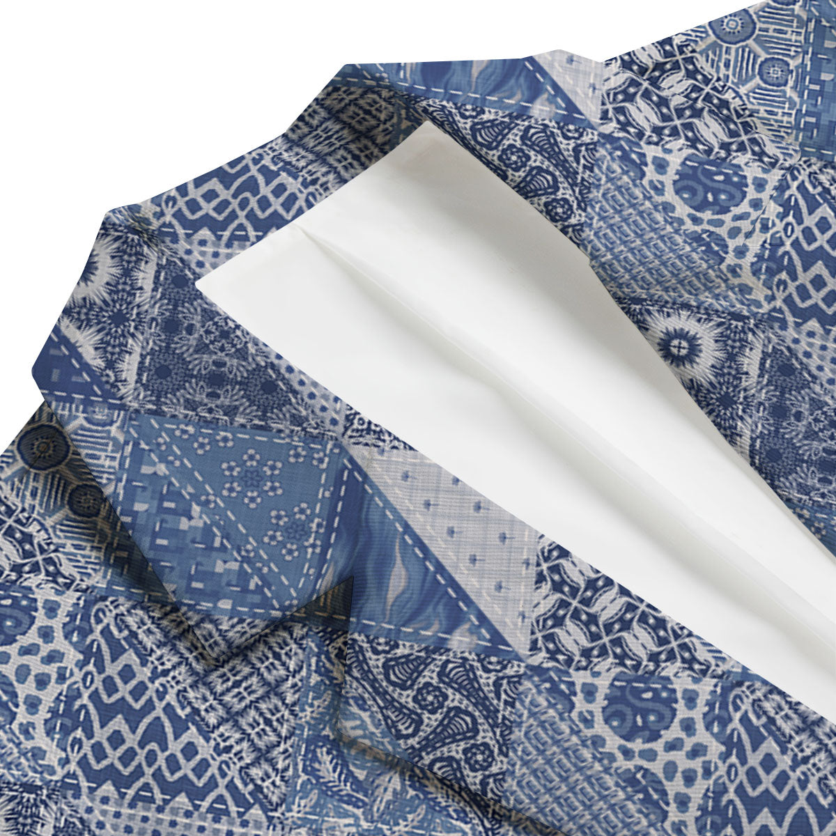 Denim Jeans Patchwork Print Pattern Men's Blazer-grizzshop