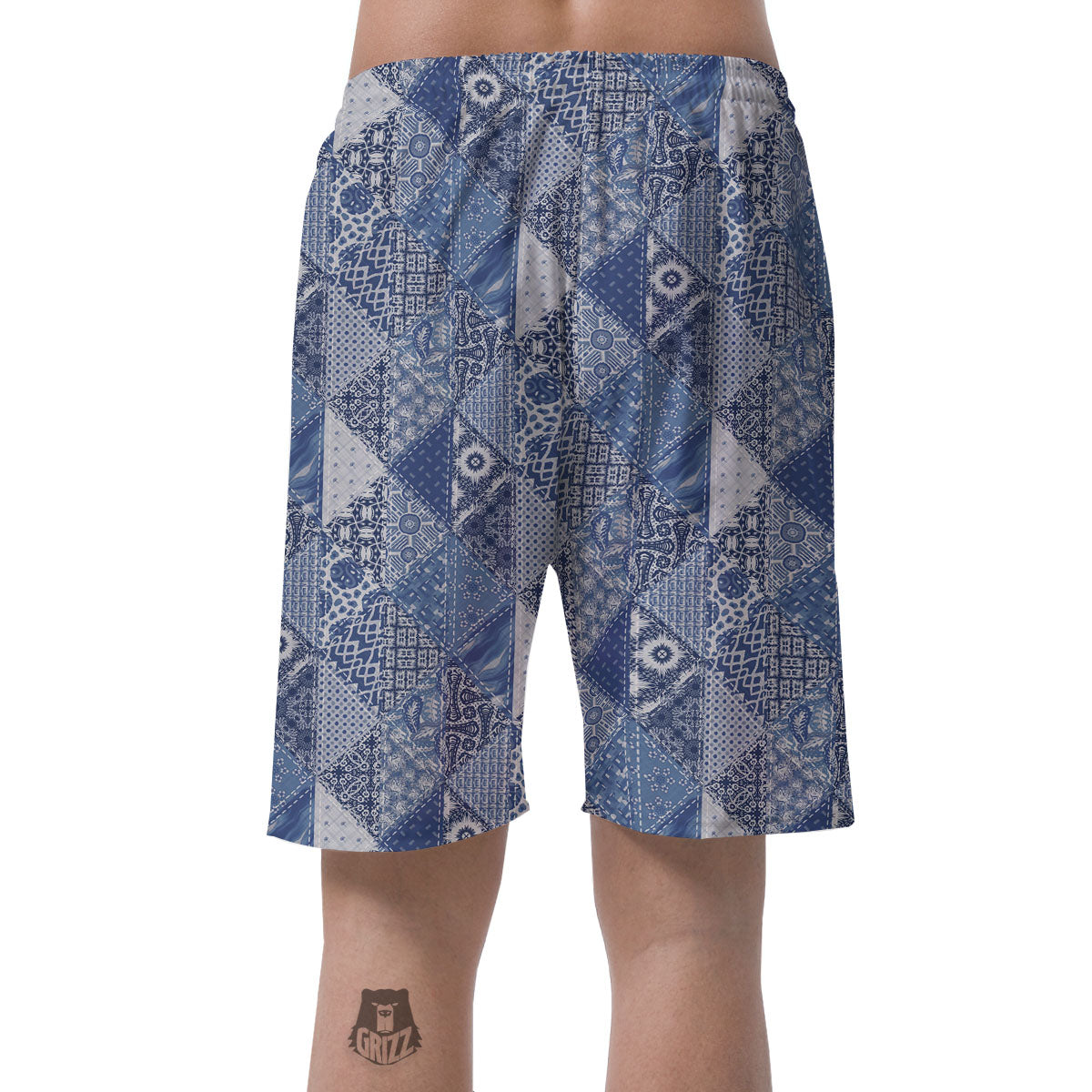 Denim Jeans Patchwork Print Pattern Men's Shorts-grizzshop
