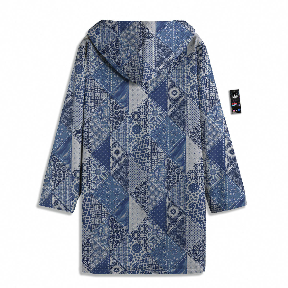 Denim Jeans Patchwork Print Pattern Men's Windbreaker Jacket-grizzshop