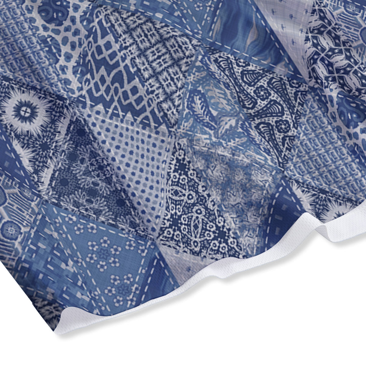 Denim Jeans Patchwork Print Pattern Mesh Shorts-grizzshop