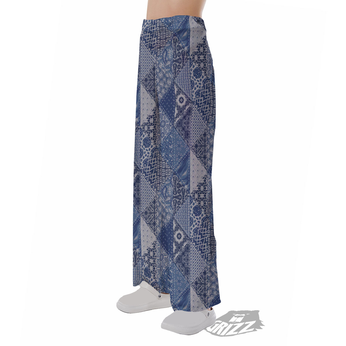 Denim Jeans Patchwork Print Pattern Pajama Pants-grizzshop