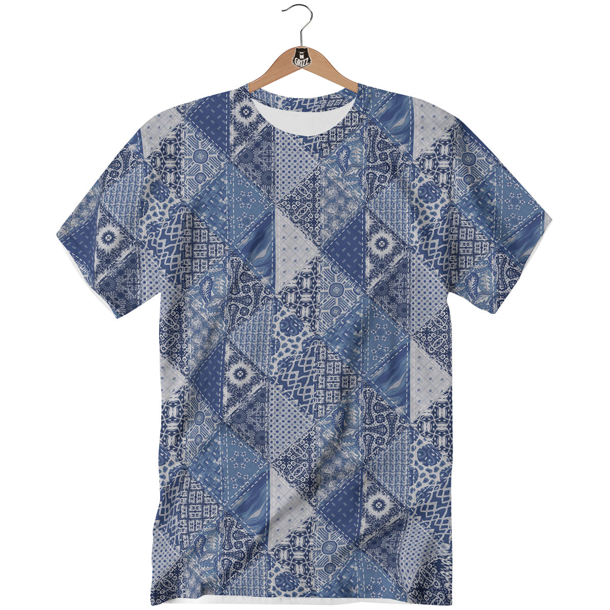 Denim Jeans Patchwork Print Pattern T-Shirt-grizzshop