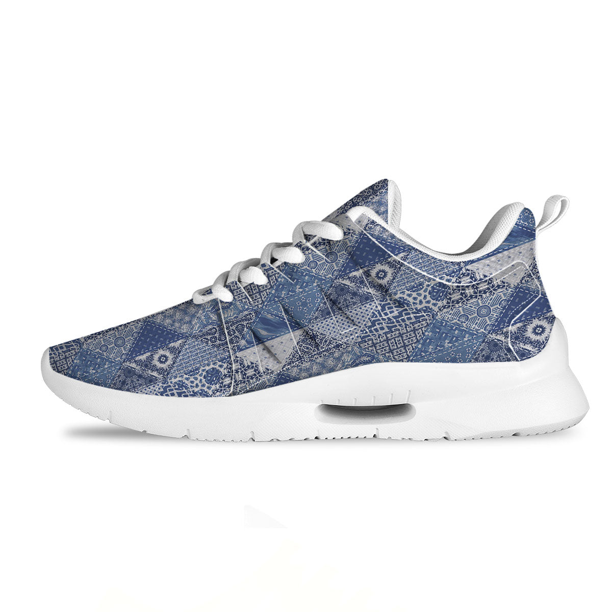Denim Jeans Patchwork Print Pattern Tennis Shoes-grizzshop