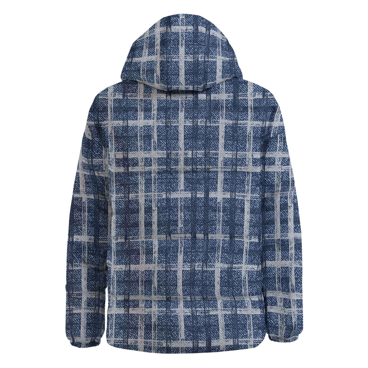 Denim Jeans Plaid Print Pattern Down Jacket-grizzshop