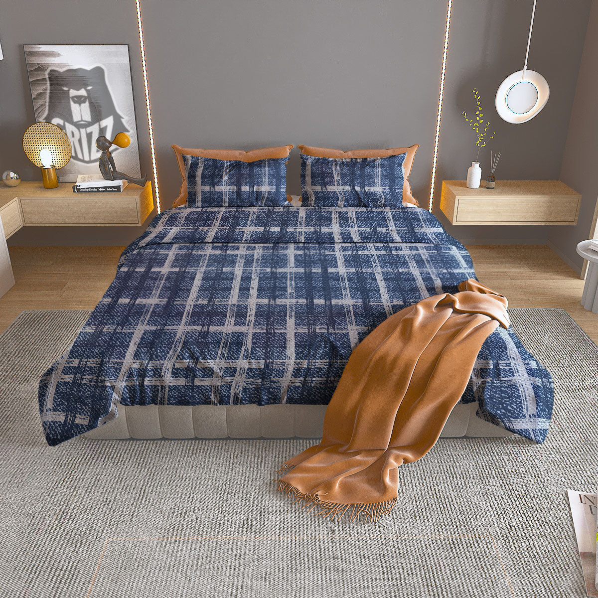 Corgi Watercolor Print Pattern Duvet Cover Bedding Set