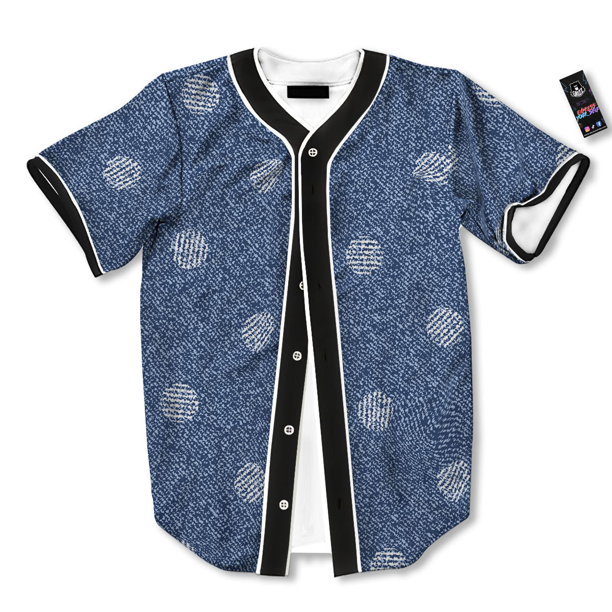 Denim Jeans Polka Dot Print Pattern Baseball Jersey-grizzshop