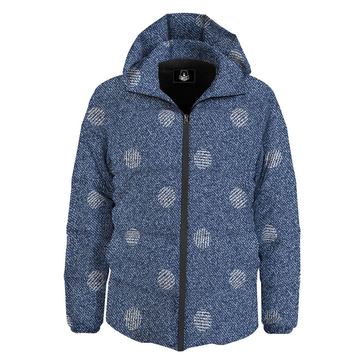 Denim Jeans Polka Dot Print Pattern Down Jacket-grizzshop