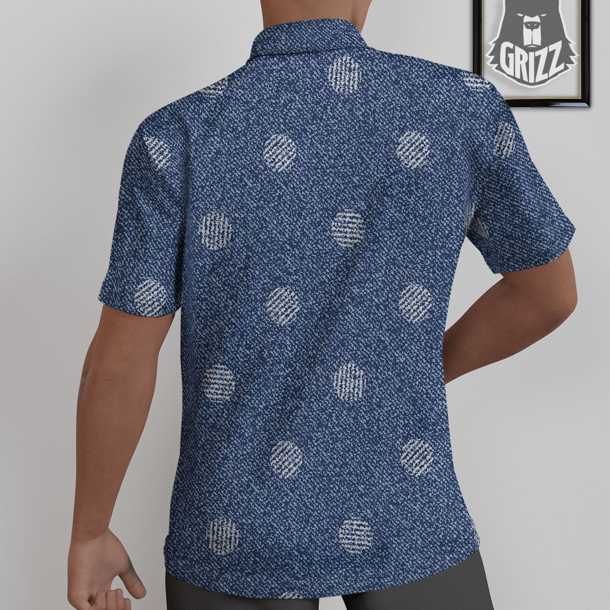 Denim Jeans Polka Dot Print Pattern Untucked Shirts-grizzshop