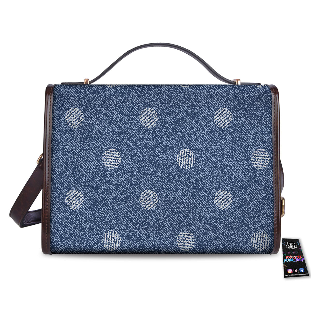 Denim Jeans Polka Dot Print Pattern Women's Satchel Bag-grizzshop