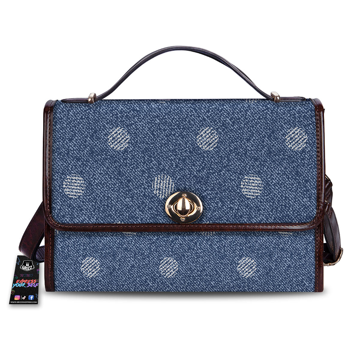 Denim Jeans Polka Dot Print Pattern Women's Satchel Bag-grizzshop