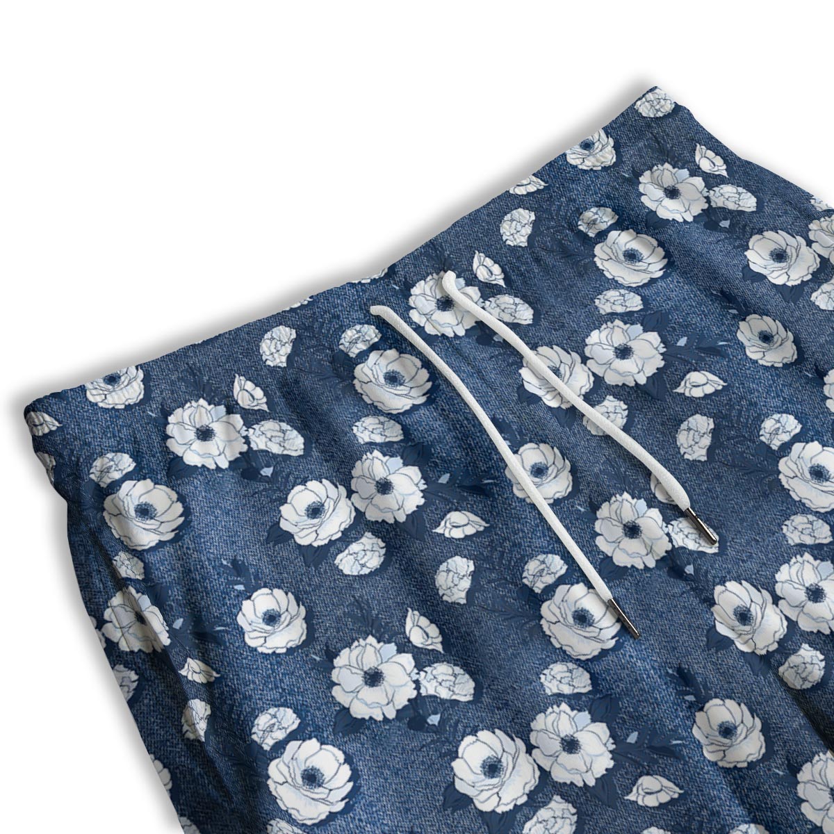 Denim Jeans Rose Print Pattern Men's Athletic Shorts