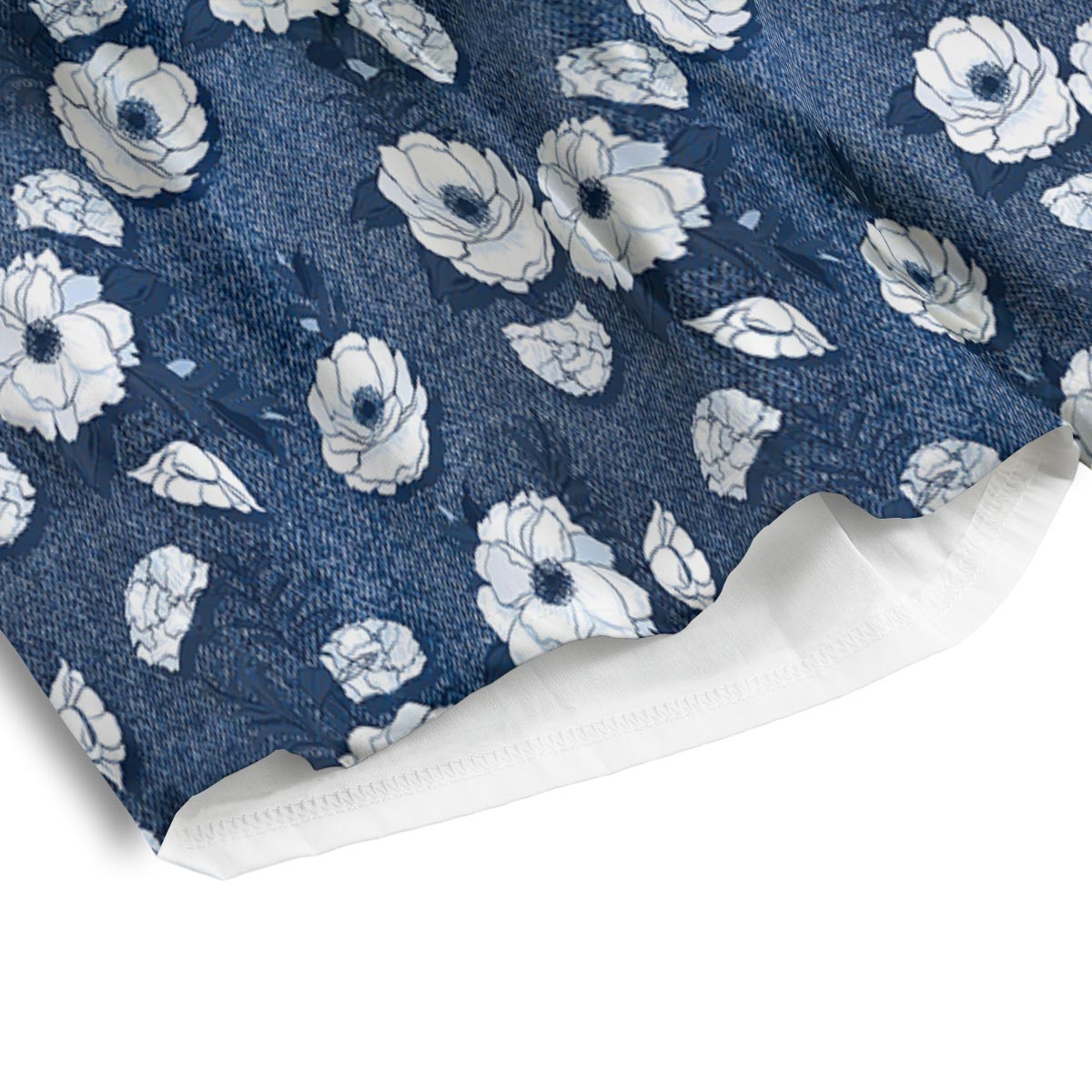 Denim Jeans Rose Print Pattern Men's Athletic Shorts