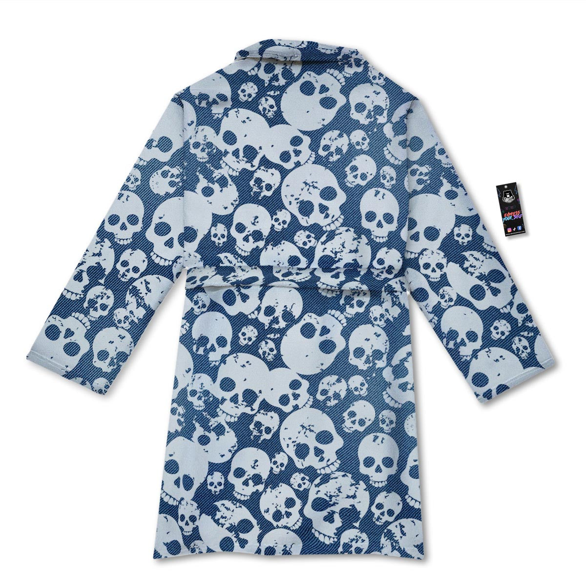 Denim Jeans Skull Print Pattern Bathrobe-grizzshop