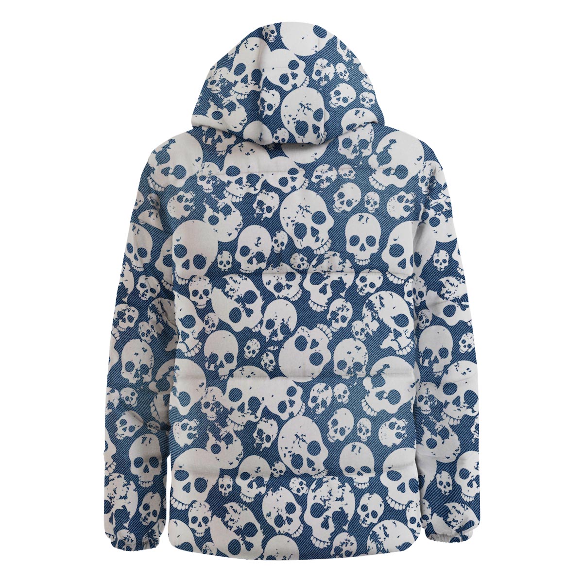 Denim Jeans Skull Print Pattern Down Jacket-grizzshop
