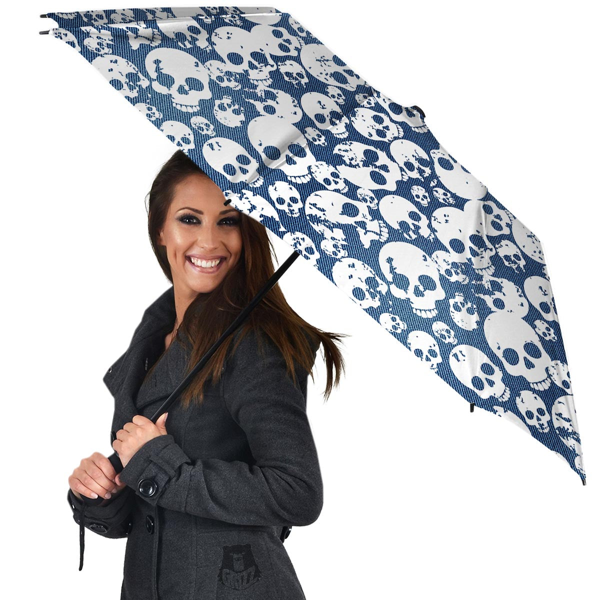 Denim Jeans Skull Print Pattern Umbrella-grizzshop