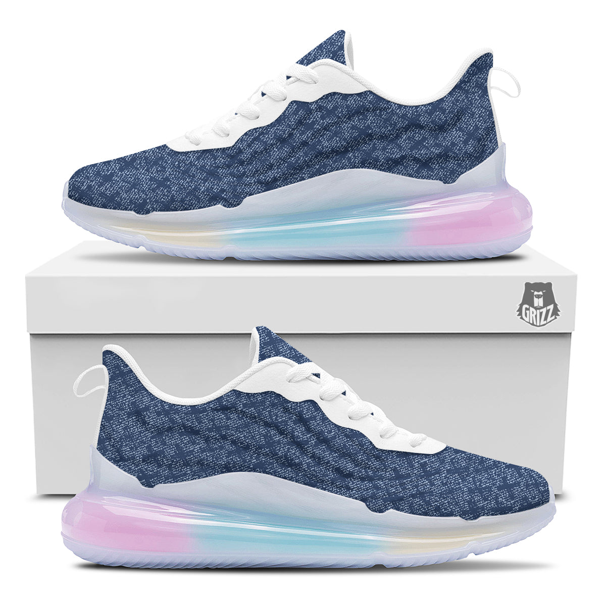 Denim Jeans X Cross Print Pattern Running Sneakers-grizzshop