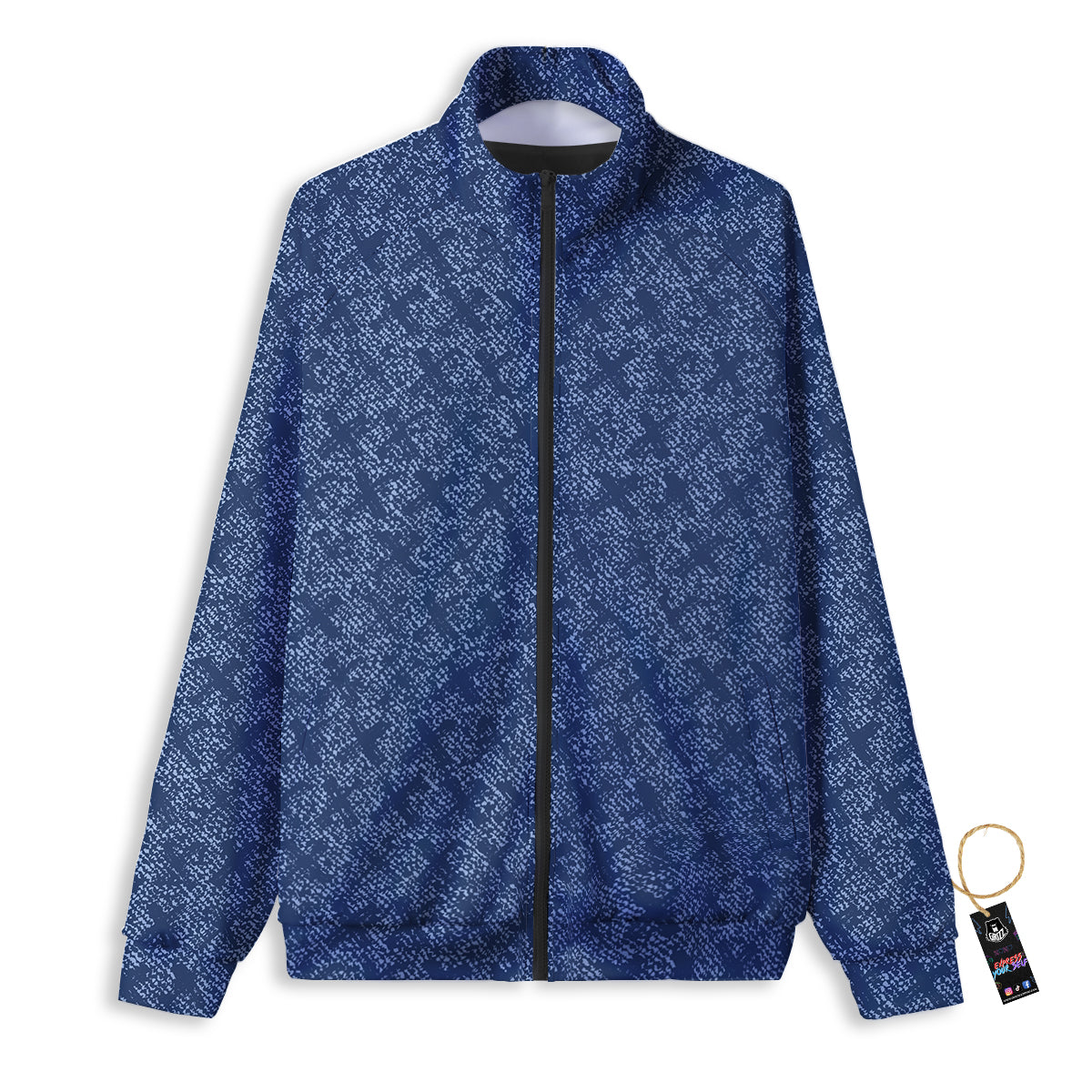 Denim Jeans X Cross Print Pattern Track Jacket-grizzshop